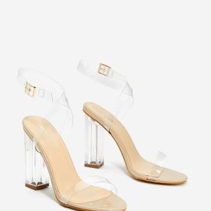 New Nasty Gal clear open toe block heels
